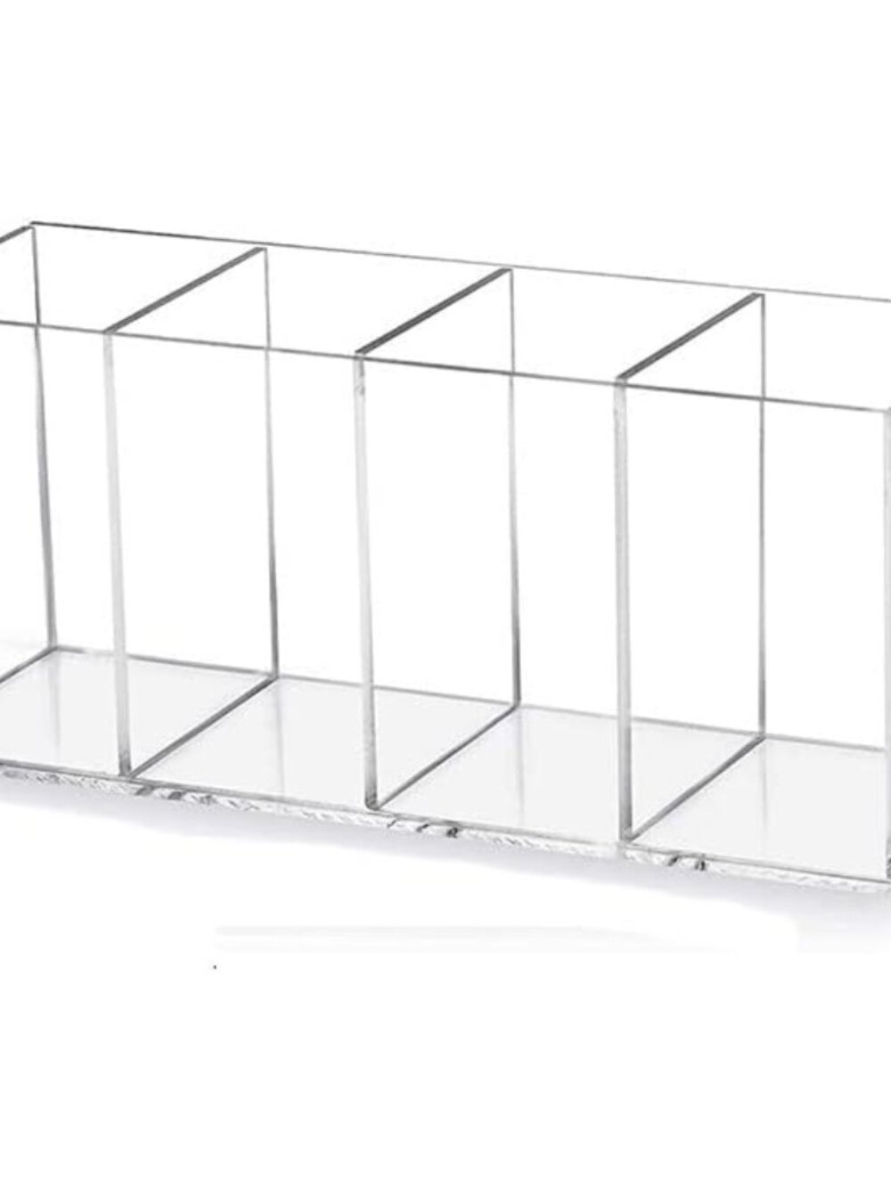 Acrylic Pen Holder 4 Compartments Clear Pencil Holder Organizer Makeup Brush Hol